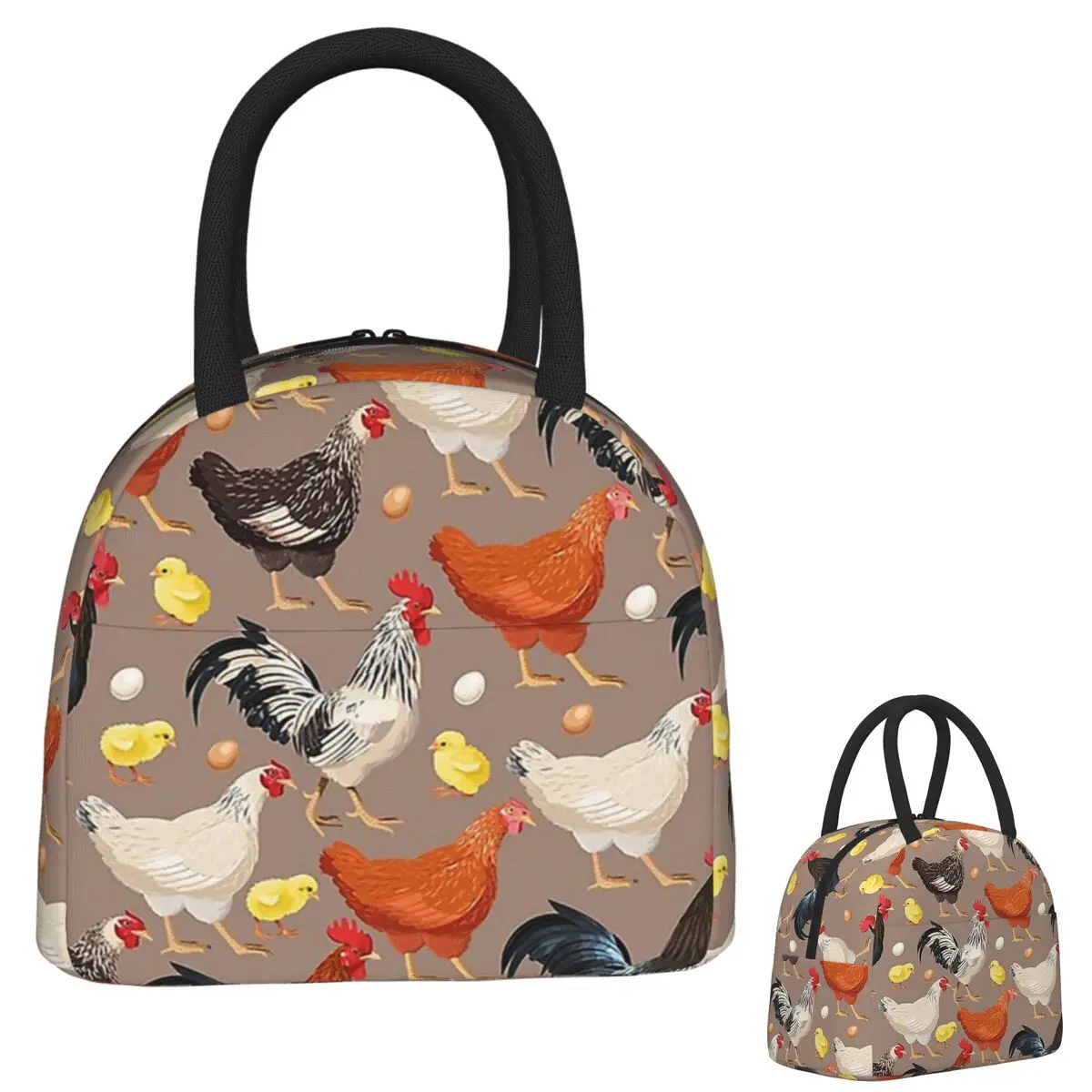 

Chicken Colorfull Pattern Lunch Bags Insulated Bento Box Portable Lunch Tote Leakproof Picnic Bags Thermal Bag for Woman Kids