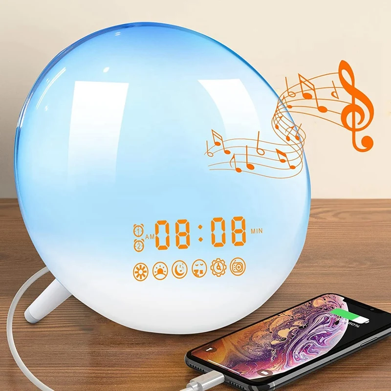 SEWS-Sunrise Alarm Clock Wake Up Light For Bedrooms, Heavy Sleepers, With Sunrise/Sunset Simulation, FM Radio Sleep Aid