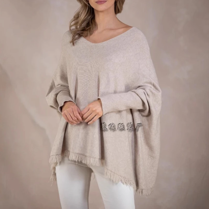

Pullovers Women Sweaters Knitted Y2k Streetwear Slash Neck Full Sleeve Jumpers Elegant Splice Knit Causal Loose Autumn Winter