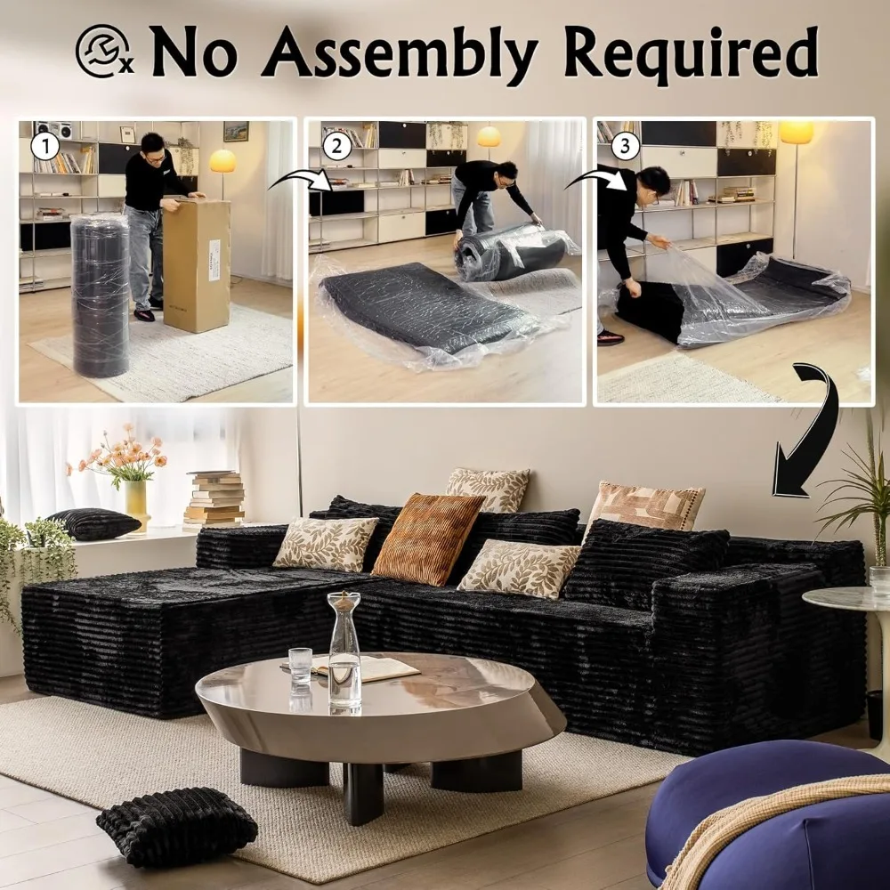

104" Cloud Sectional Couch with L-Shape Chaise， Modern Modular Sofa, Deep Seat Comfort, No Assembly, Customized
