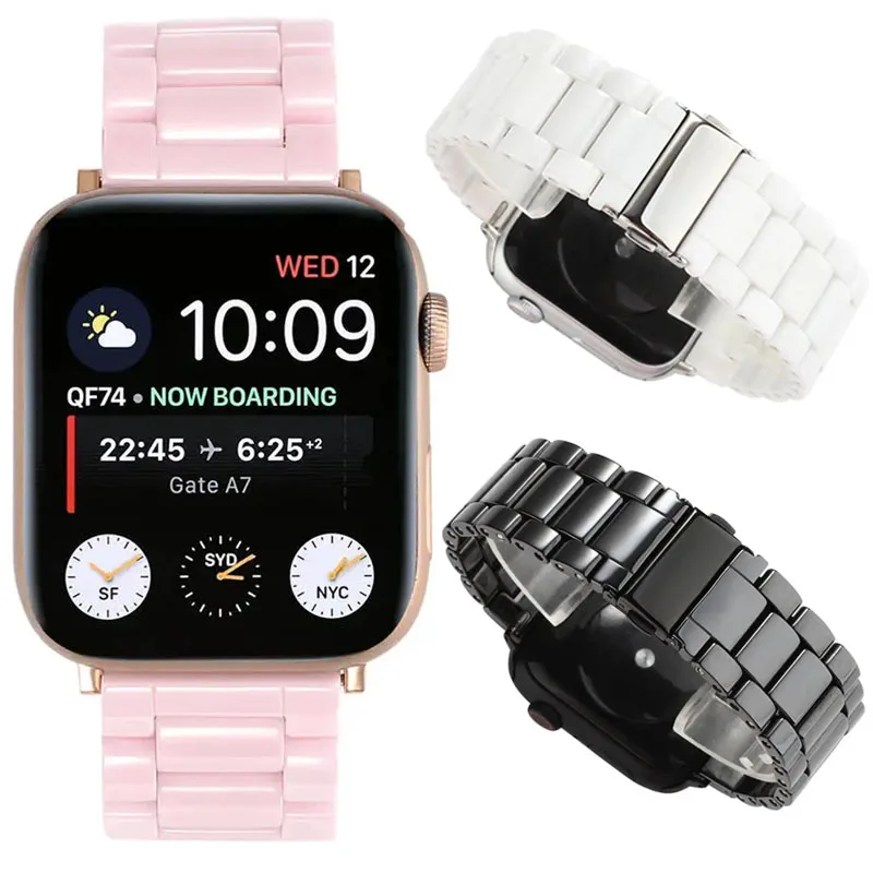 

Керамический ремешок для Apple Watch Series 11, 10, 9, 8, 7, 6, SE, 5, 4, браслет для iWatch 40 мм, 41, 42 мм, 44, 45, 46 мм, 49 мм, ремешок на запястье
