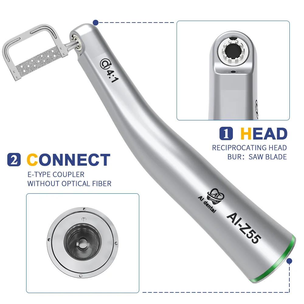 AI-Z55 Dental Orthodontic Tools 4:1 Contra Angle non-optical Fiber Single Spary Reciprocating Interproximal Stripping Handpiece