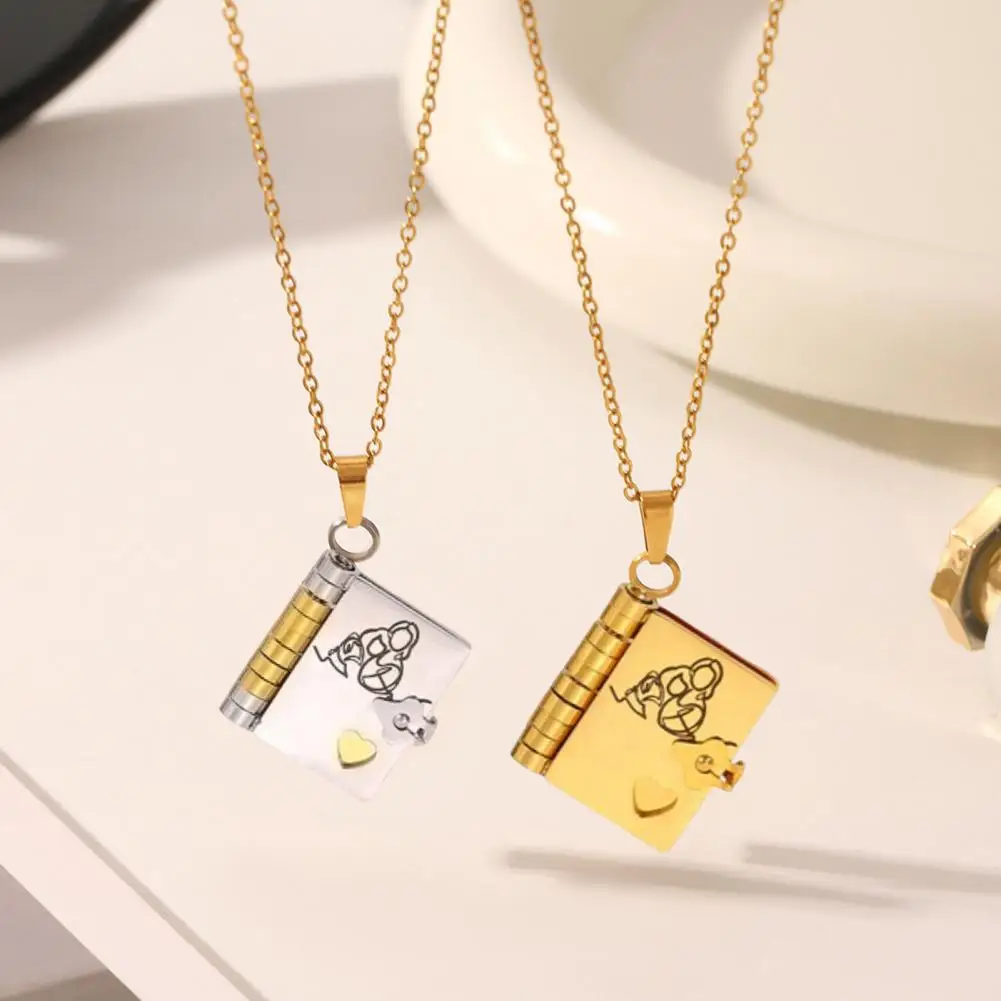 Book Necklace to My Granddaughter Book Necklace Openable Book Charm with 6 Pages Necklace Gift from Grandma for Granddaughter