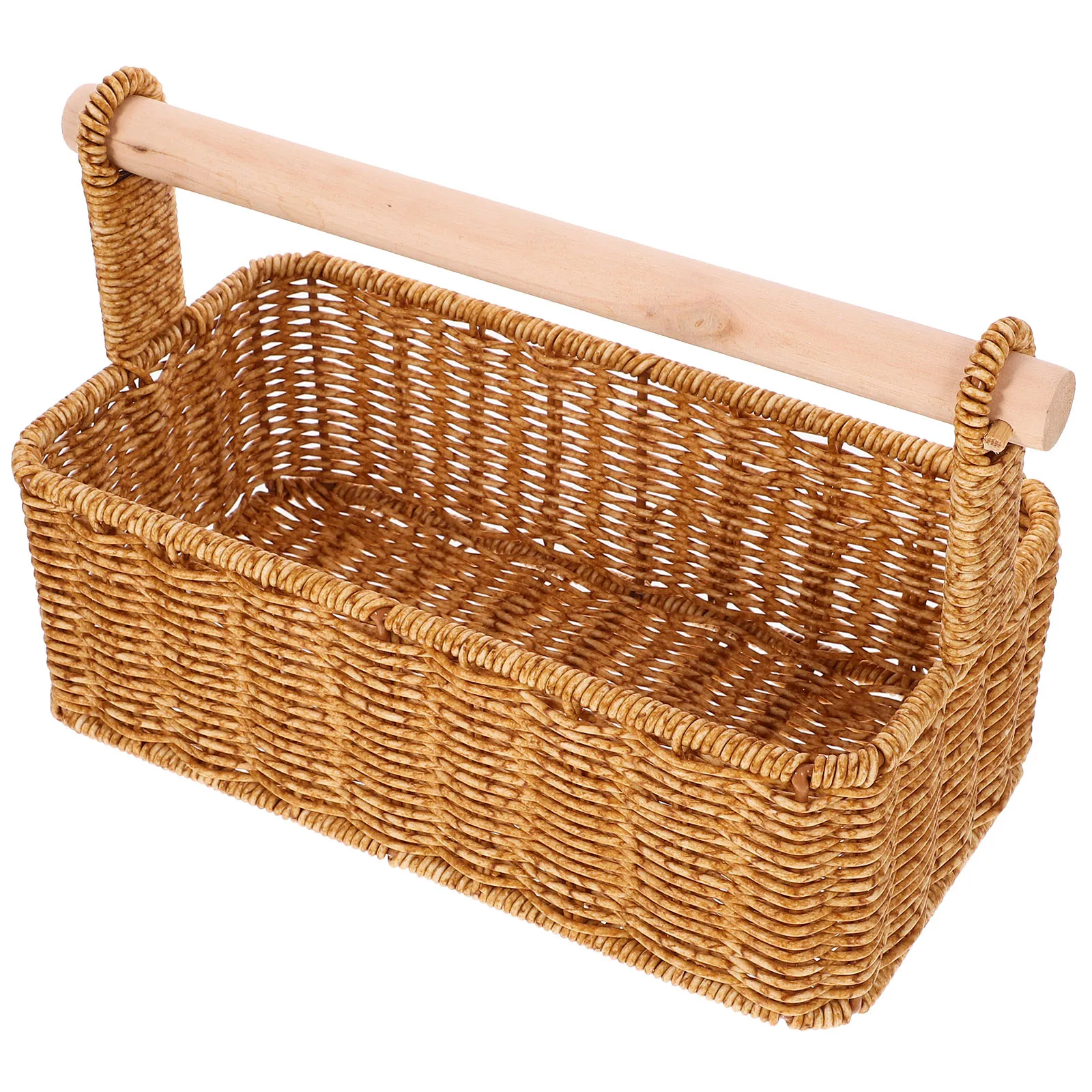 

Large Desktop Storage Basket Woven Imitation Rattan Baskets Decorative Bedroom Living Room Office Skincare Remote