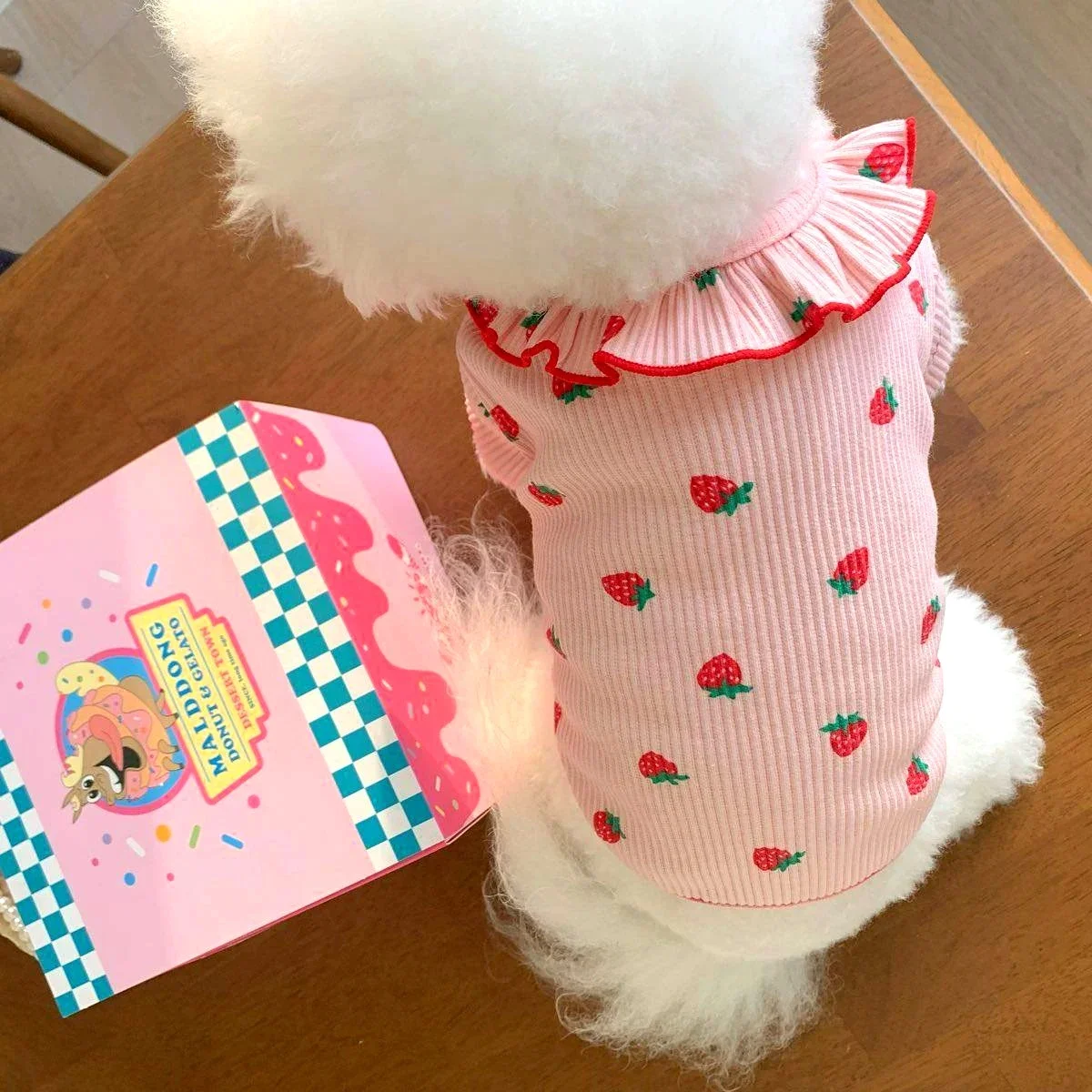 Strawberry Small Dog Clothes Summer Breathable Clothing for Cat Cute Dog Clothing for Small Dog Vest Ruffled Collar Pet Clothes - view 3