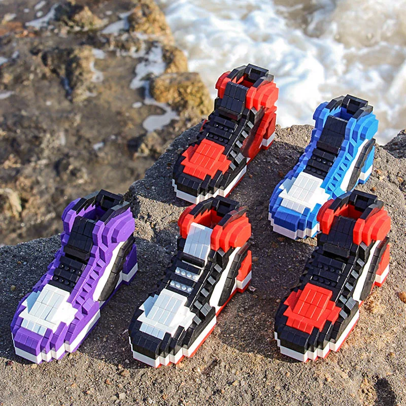 Mini bloques de construcción DIY para niños, zapatillas deportivas de baloncesto, modelo de zapatillas de deporte, bloques de construcción de Anime, juguetes de montaje para bloques, regalos para niños