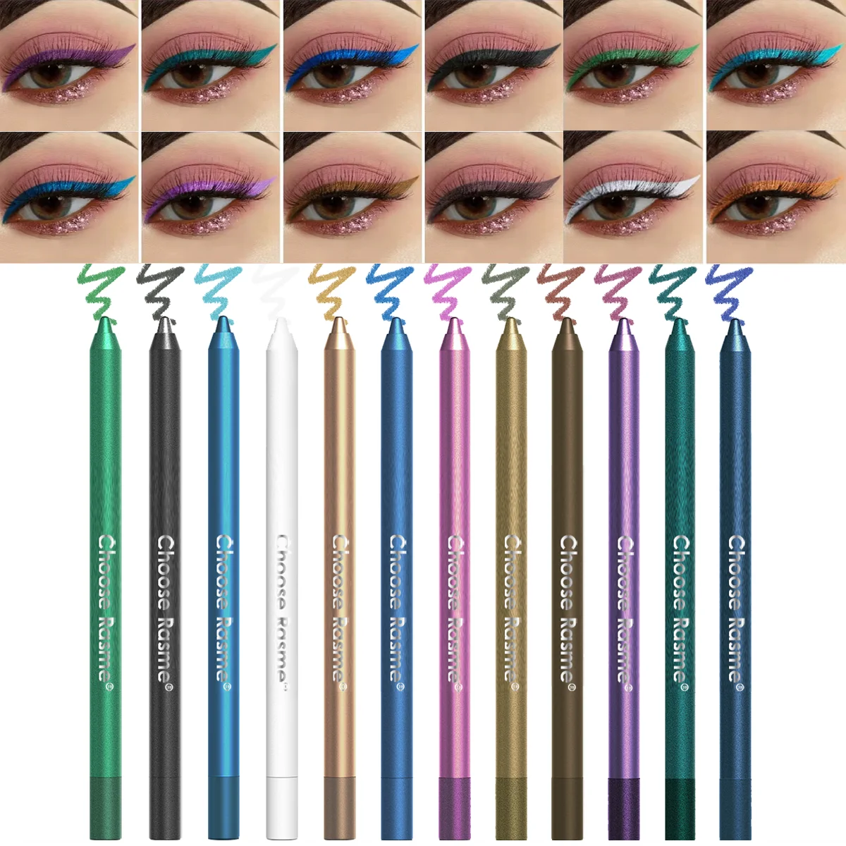 12 Farben Bunter Eyeliner Lippenkonturenstift Wasserfester Creme-Augenliner Stift Doppelnutzung für Augen & Lippen Make-up Halloween Cosplay Party-Make-up