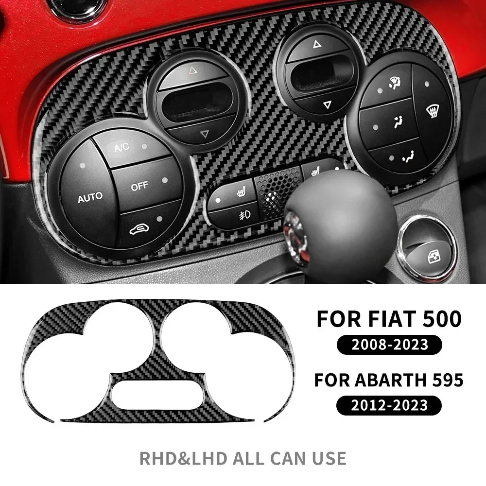 

For Fiat 500 2008-2024 Abarth 595 2012 2013 2014 2015 2016-2024 Abarth 695 2017-2024 AC Control Frame Soft Carbon Fiber Stickers