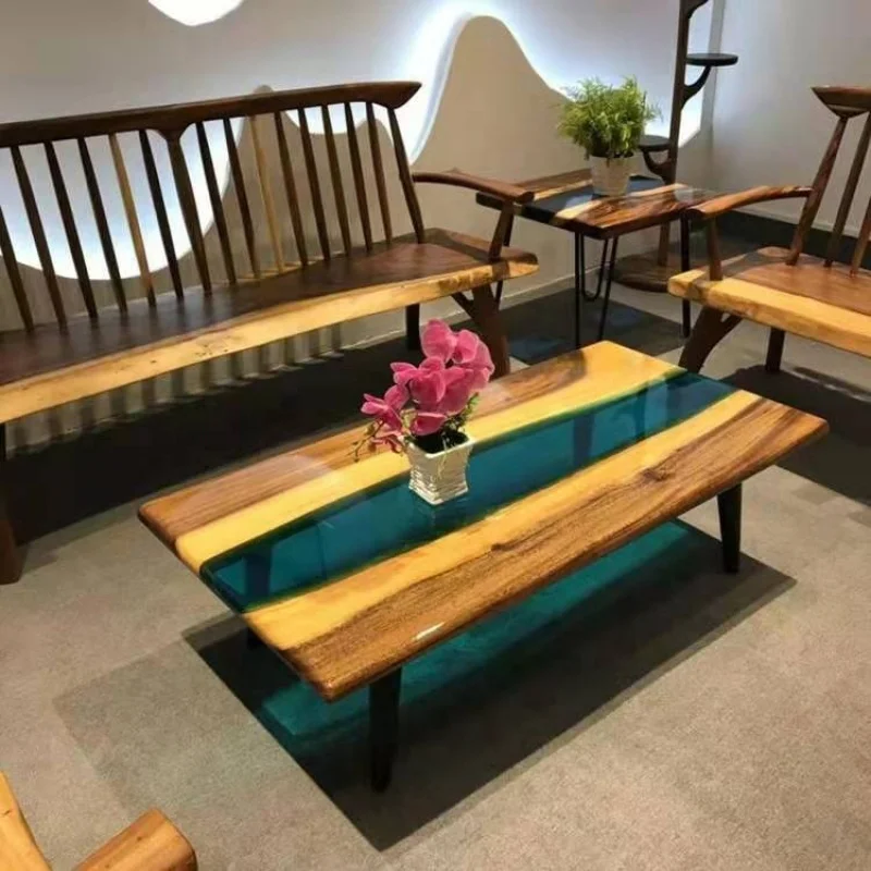 custom.Unique New Design Solid Wood Epoxy Resin Dining Table River Live Table Home, Hotel