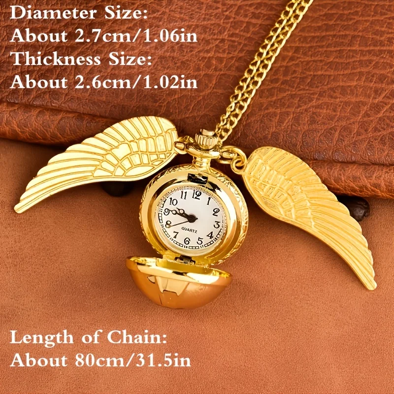 Montre de Poche en Forme de Citrouille avec Boule d'Ailes d'Or, Horloge de Luxe, Pendentif, Meilleur Cadeau Exquis, pour Enfants