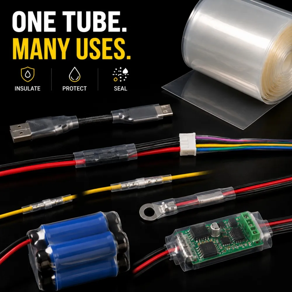 Transparent PVC Heat Shrink Tube 18650 Battery Pack Insulated Protection Film Wrap Lithium Case Cable Sleeve Width30mm~300mm