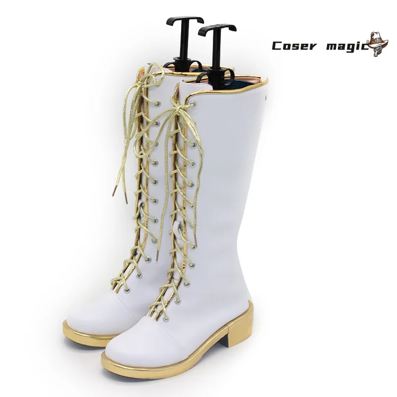 KPop Demon Hunters Rumi-zapatos de Cosplay, uniforme de escenario blanco, Festival de Huntrix, fiesta de Halloween para mujeres y niñas