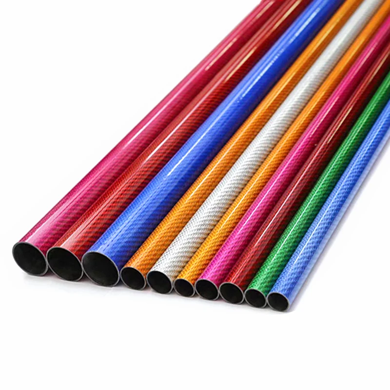 2pcs 500mm Length Colorful Carbon Fiber Tube Drone Accessories OD10-32mm Twill Glossy Pipe For RC Drone Camera Customizable Size