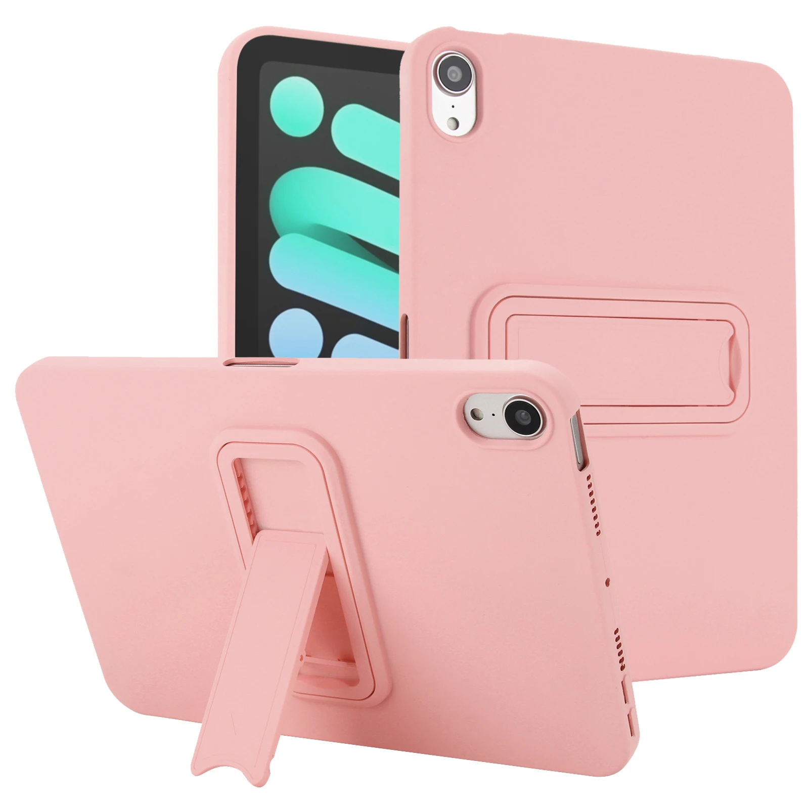 

For iPad mini (2024) / (2021) Case TPU + PC Skin-Friendly Kickstand Tablet Cover - Pink