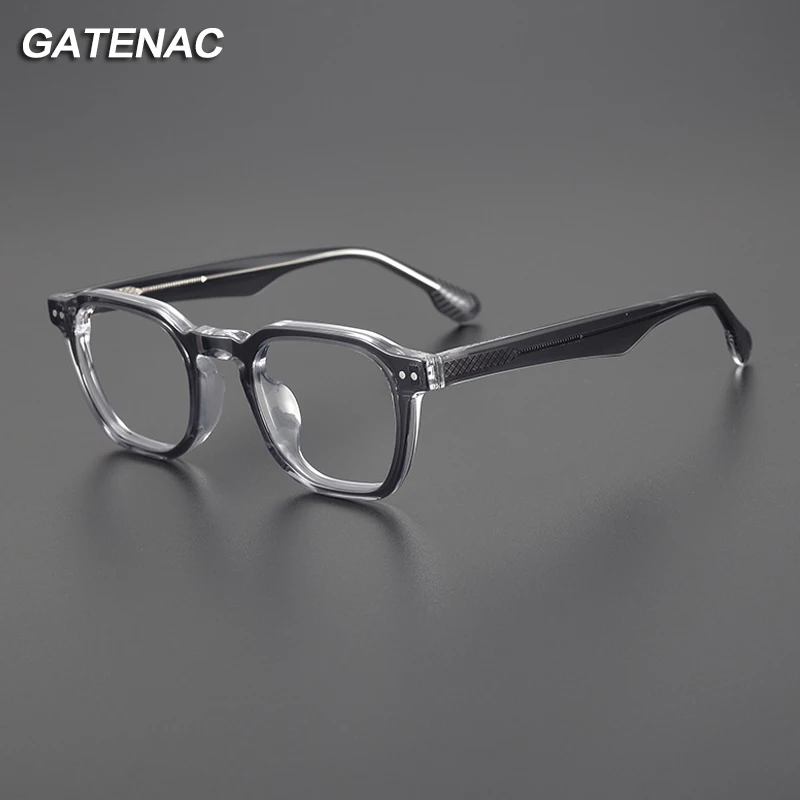 Vintage Acetate Glasses Frame Men Square Retro Prescription Myopia Eyeglasses Frame Women 2023 New Japan Luxury Designer Eyewear