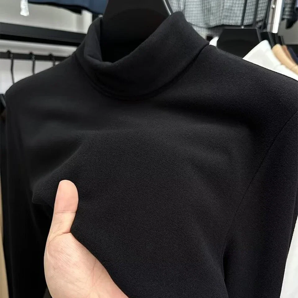 Men's Slim Cut Long Sleeve Base Shirt with Half High Collar for Efficient Heat Retention Comfortable Inner Layer Option