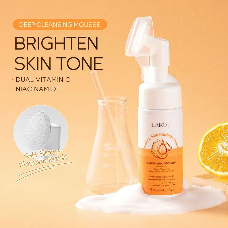 120ml Vitamin C Cleansing Mousse Facial Care Cleansing Pore Brightening Skin Tone Shrinking Pore Facial cleanser Skin care