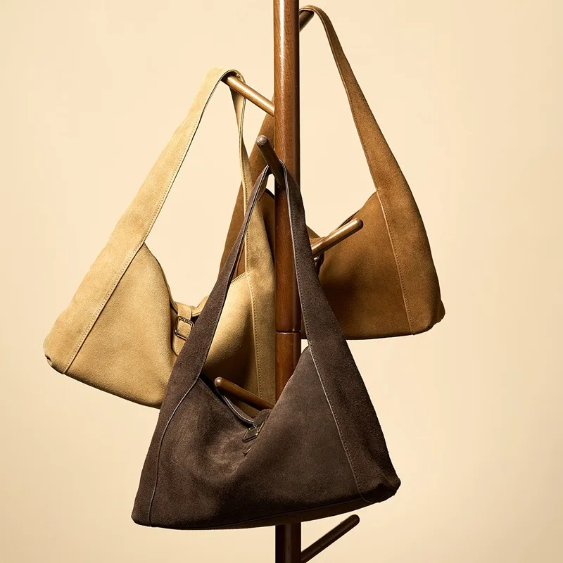 

2026 Casual Premium Handbag Single Shoulder Bag Fall Winter New Suede Leather Underarm Tote Vintage Spacious Women Minimalist