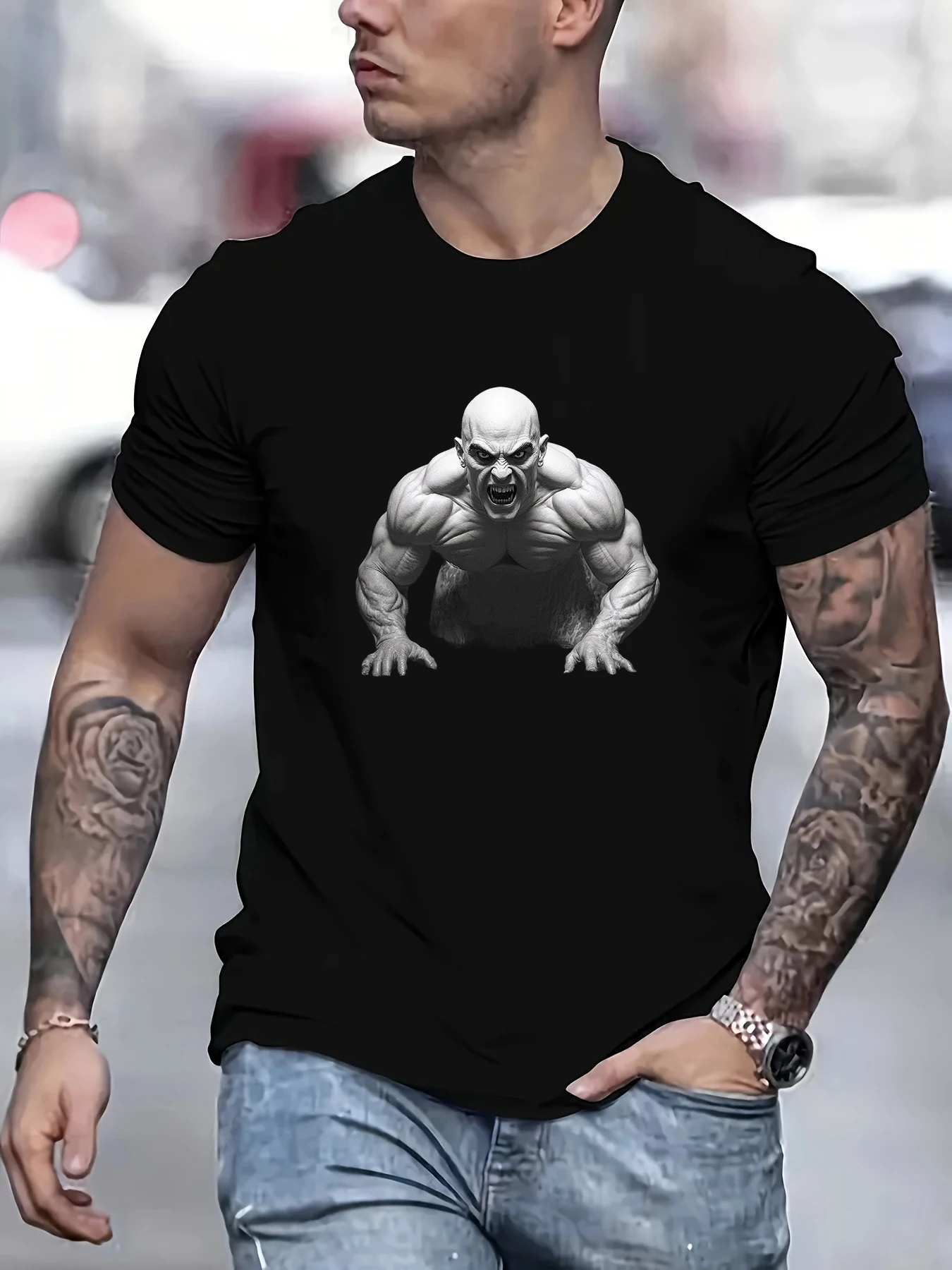 الرجال الرياضة اليومية القطن هالوين يوم الموتى موضوع متعة تي شيرت مطبوع جرافيك تي شيرت Harajuku المتضخم تي شيرت
