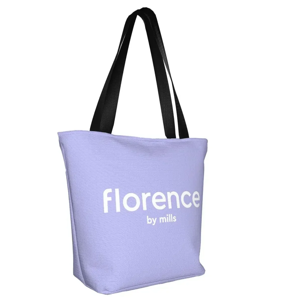 Florence By Mills Groceries Shopping Bags Funny Printing Canvas Shopper Shoulder Tote Bags Large Capacity Portable Handbag