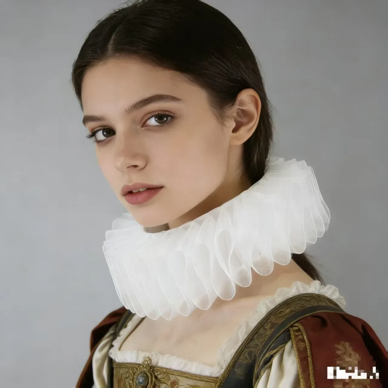 Handmade Victorian Court Tulle Ruff Fake Collar, Theater Stage & Wedding Photo Prop, Halloween Christmas Costume Decor