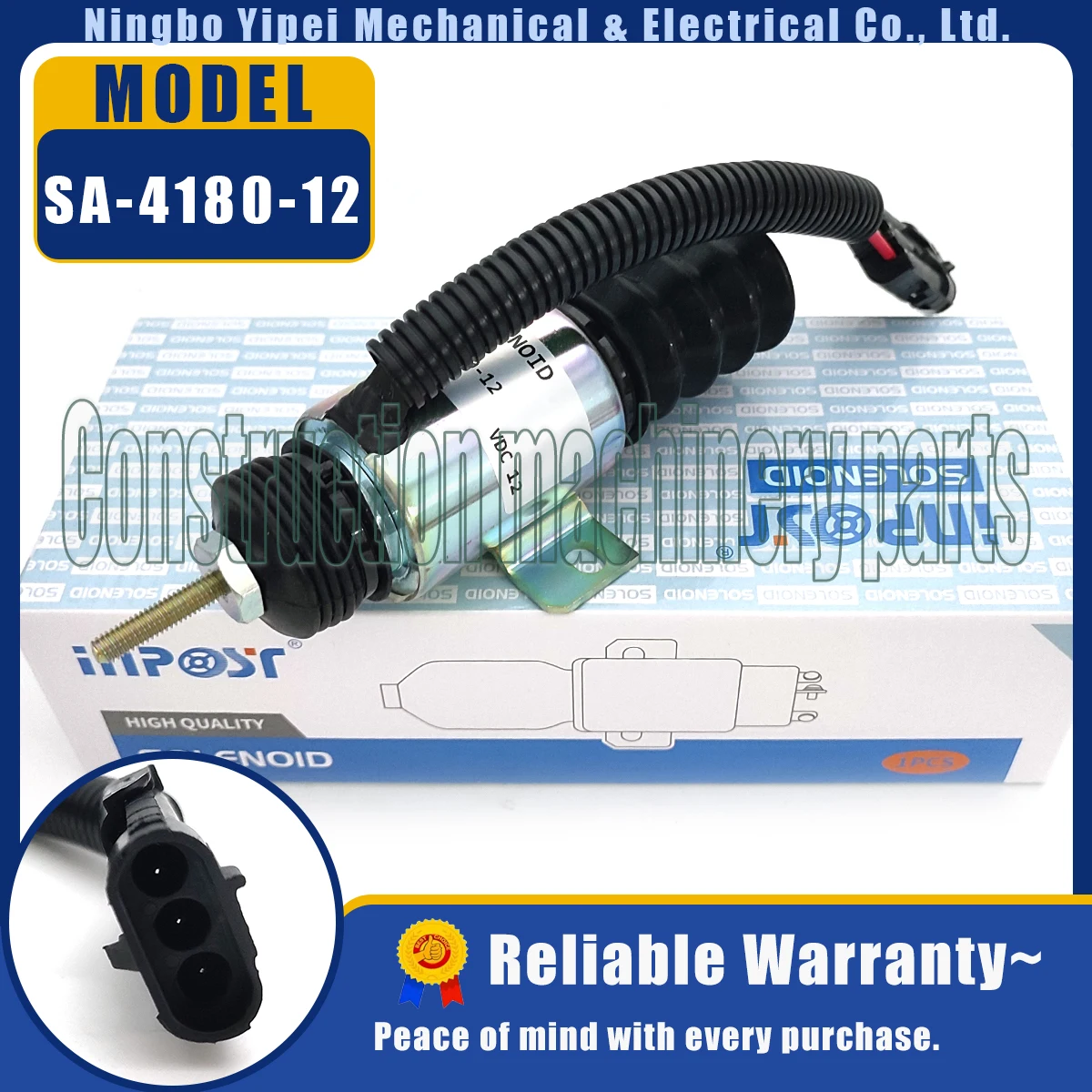 

12V SA-4180-12 3 Wire Fuel Shutoff Stop Solenoid SA-4180-12 1756ESDB-12E3ULB2 For Woodward