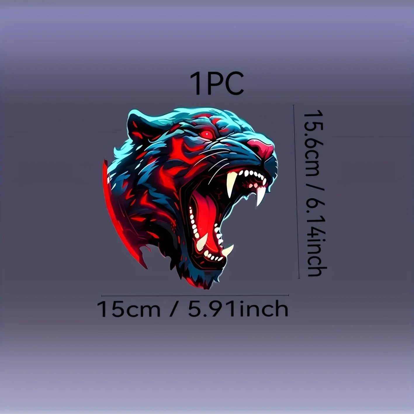 1PC Fierce Panther 비닐 데칼 - 자동차 오토바이용 생생한 빨간색-파란색 스티커, 내구성이 뛰어나고 눈길을 끄는 야생 동물/에지 스타일용