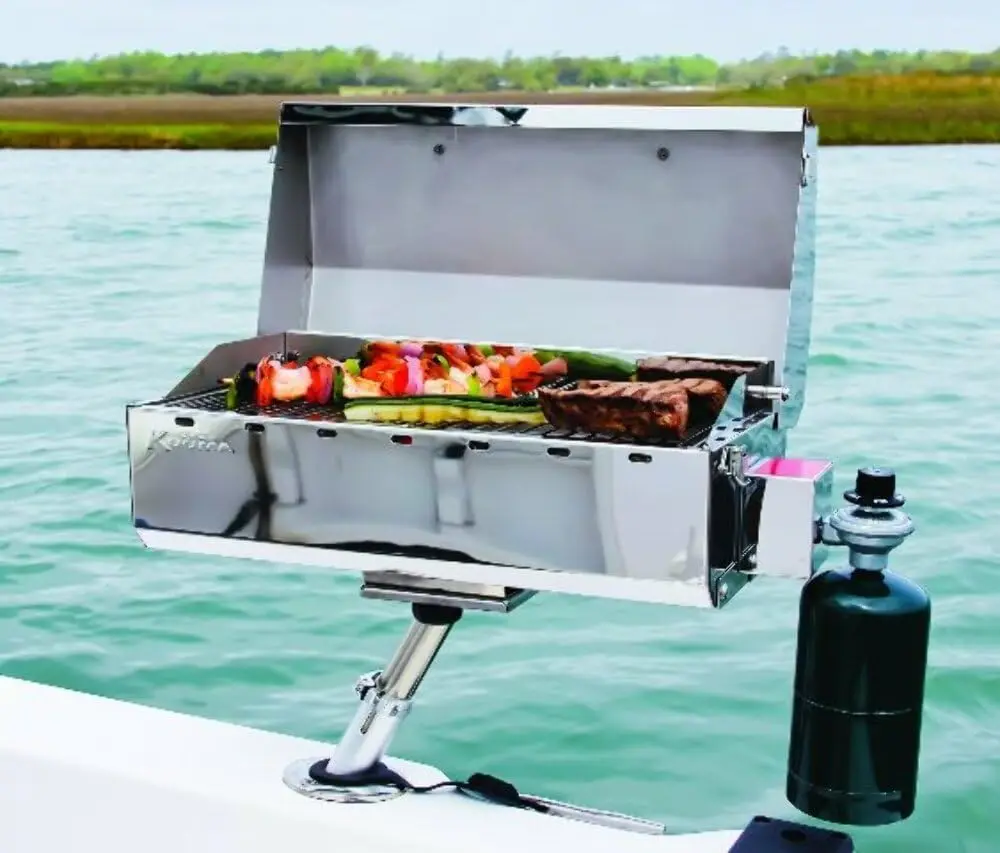 Stow and Go Propane Tabletop and Mountable Grill - Stainless Steel Gas Grill with Foldable Legs | Great for Camping, Boating,