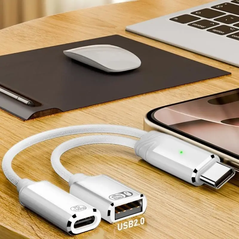 31BA USB C to USB OTG and Adapter USB C OTG Splitter Fast Power Delivery