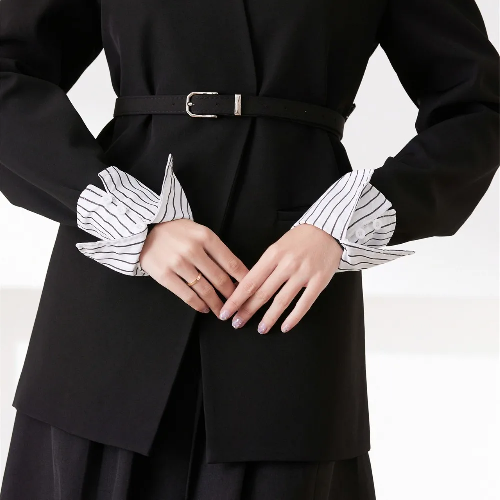 Detachable Stripe Shirt Fake Collar Commute Decorative Fake Hand Sleeves Easy To Wear Comfortable False Wrist Cuffs Office