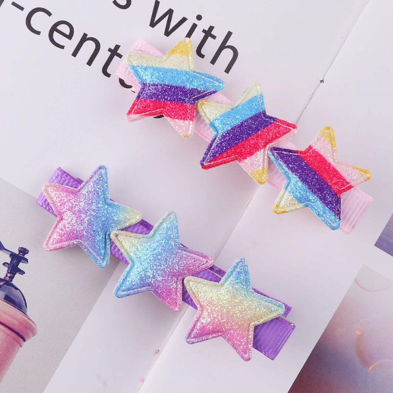 Glitter Star Hair Clips for Girls Sparkly Rainbow Clips Kids Hairpins Star Shaped Hair Barrettes Headwear Hair Accessories