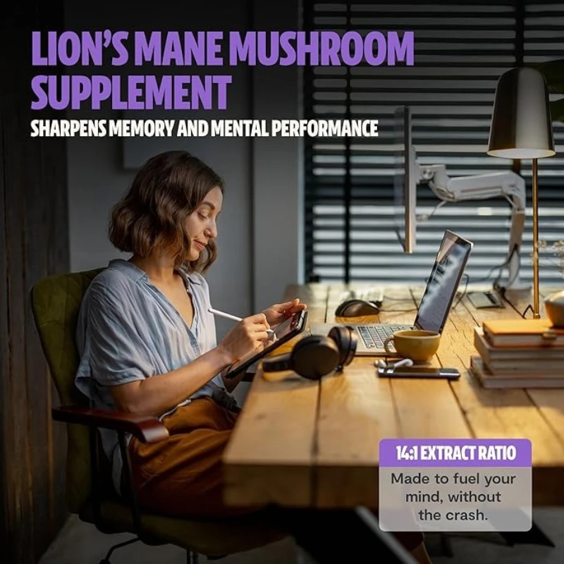 Lion Mane, Turkey Tail, Ganoderma Lucidum, Cordyceps Sinensis, 8-in-1 Mushroom Supplement Overall Health Support  60 Capsules view 5