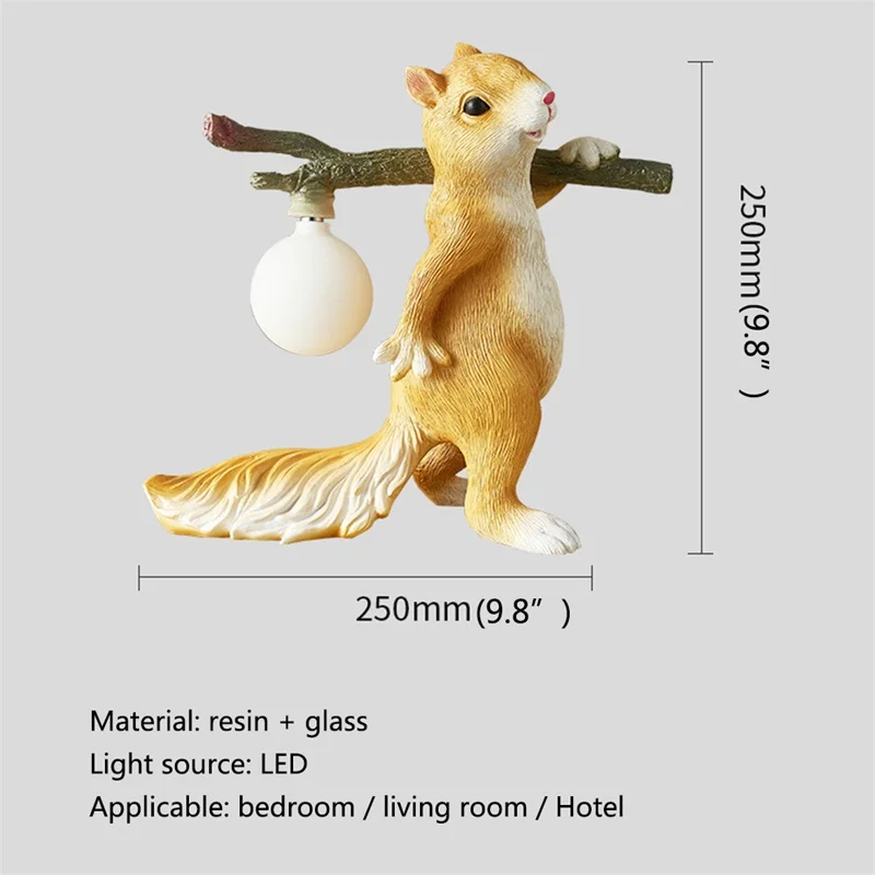 BERTH Nordic Table Lamp Creative Squirrel LED Decorative For Home Children Small Desk Light