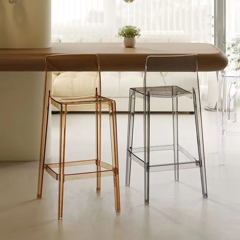 

Light Luxury Bar Stool Transparent Acrylic High Stool Creative Cafe Bar Stool Home Living Room Furniture Simple High Chair