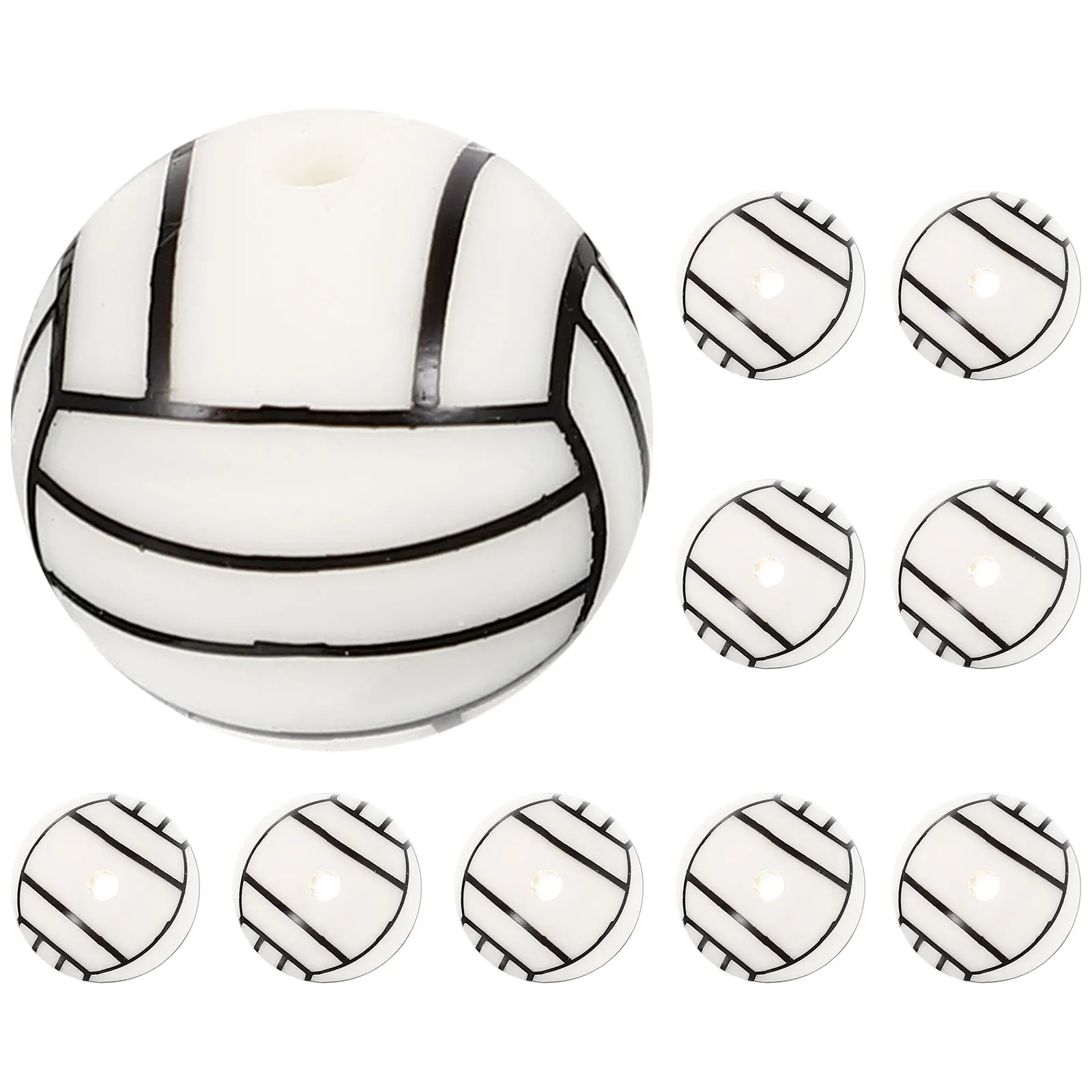 

10pcs Printing Beads 15mm Silicone Round Hole Balls Craft Supplies DIY Beads Jewelry Accessories Bracelet Necklace Material