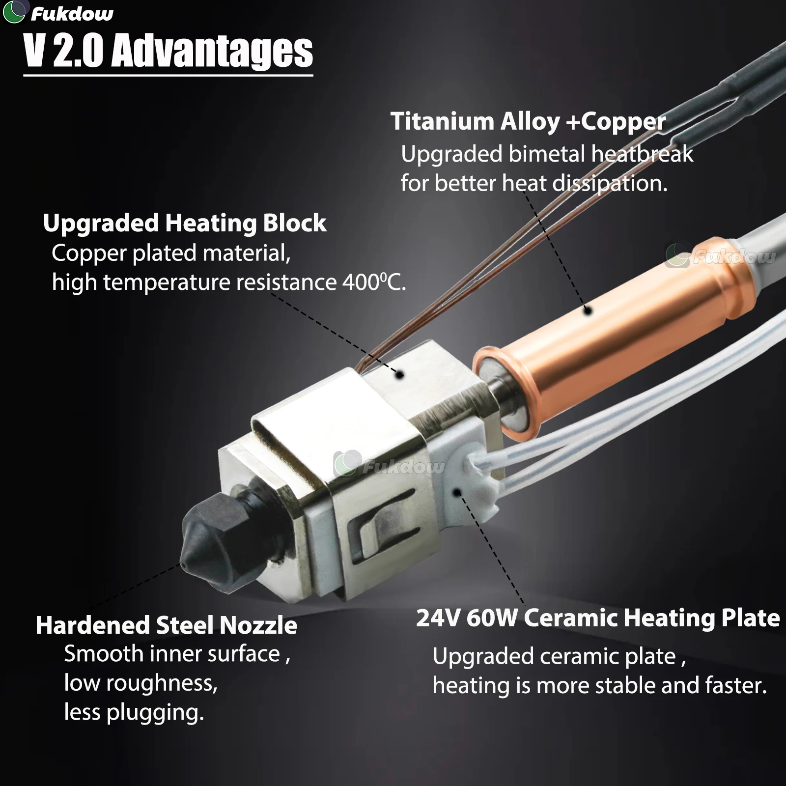 Upgrade Hotend Kit Für Kobra 3 – 24V 60W Keramik, 300°C – Inkl. 0,2/0,4/0,6 Mm Düsen Aus Gehärtetem Stahl
