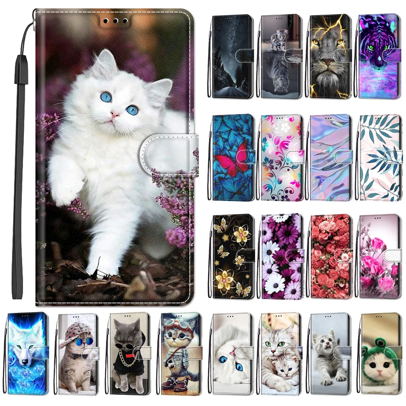 Etui z klapką z kwiatowym wzorem dla Blackview A52 A55 Pro Oscal C60 Coque A55pro Portfel Skórzane etui na telefon Stojak Pokrowiec na książkę Torby