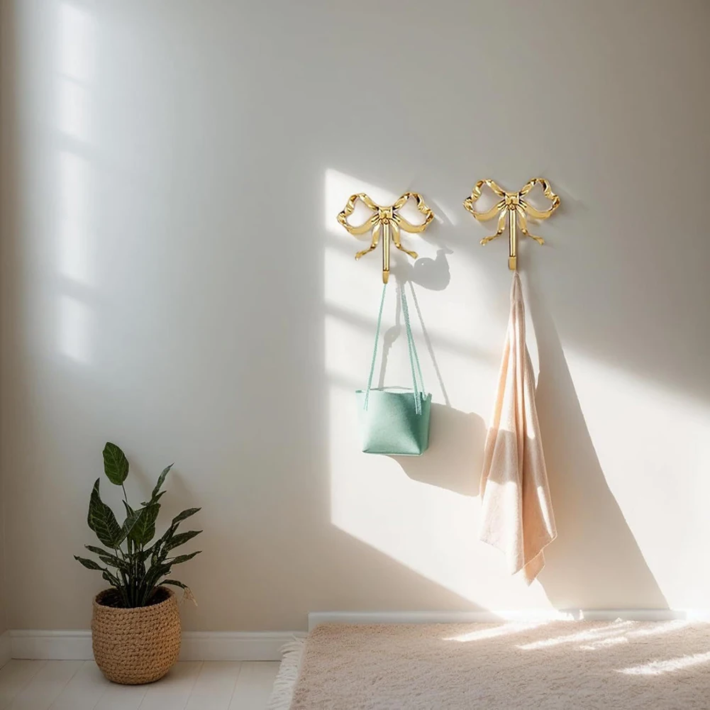 Functional Alloy Bow Wall Hook for Bathroom Entryway Kitchen or Bedroom to Keep Keys Towels Hats Bags Within Easy Reach