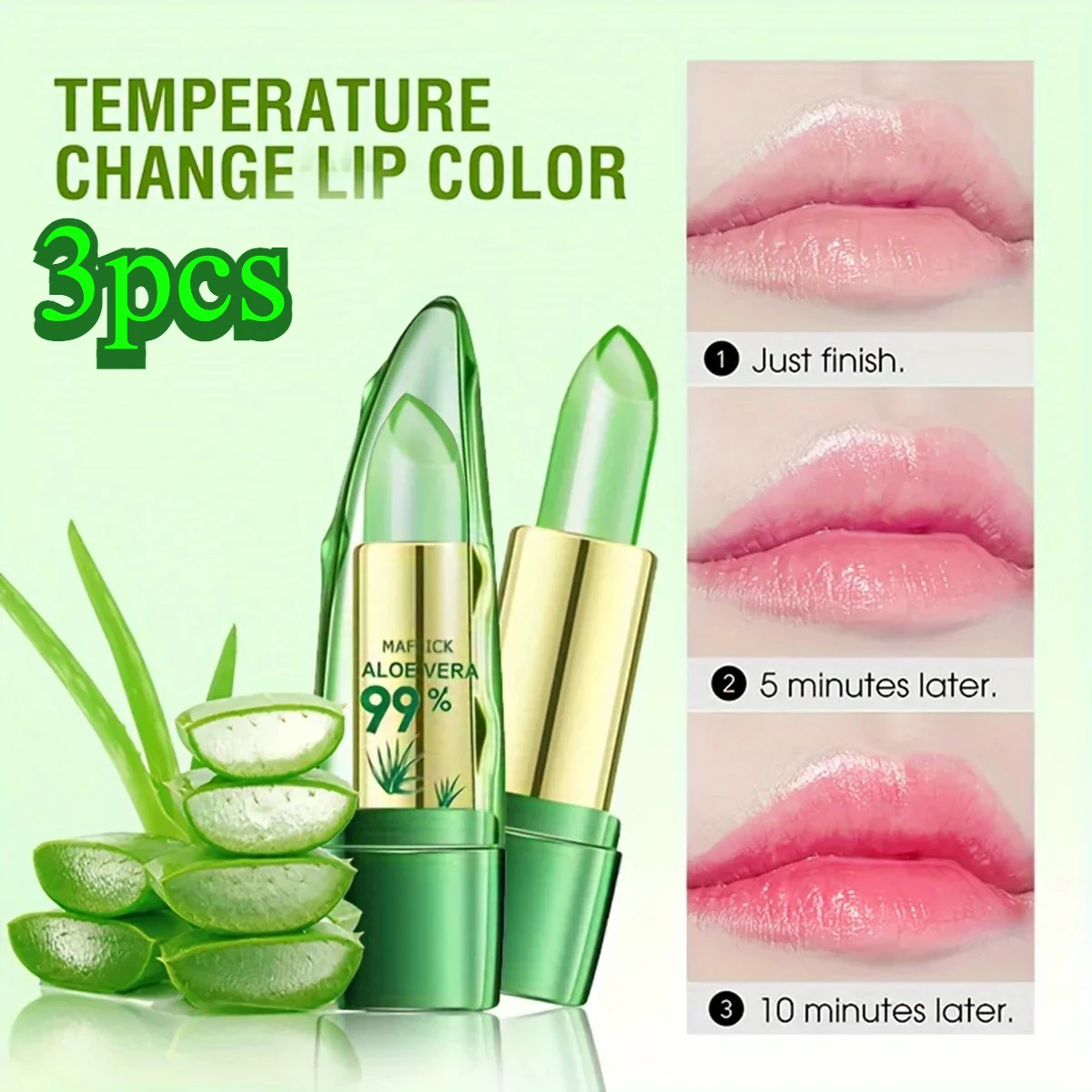 アロエベラ口紅、長持ちするリップケア、栄養価の高いプランパーリップバーム、保湿剤、魔法の温度カラーリップメイクアップ化粧品