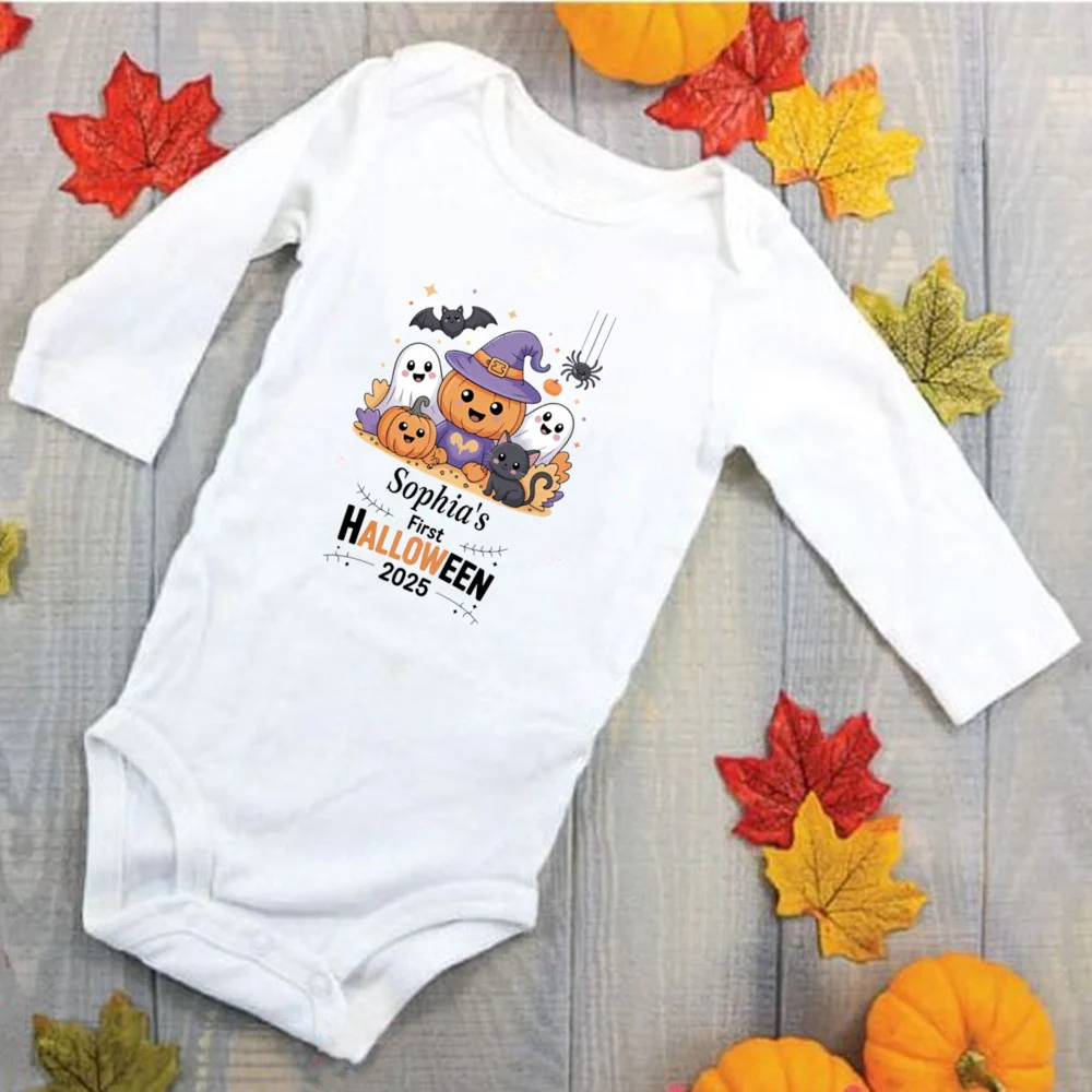 Personalised Baby First Halloween Rompers Cute Newborn Halloween Outfit Toddler Infant Halloween Costume Perfect for Little Ones