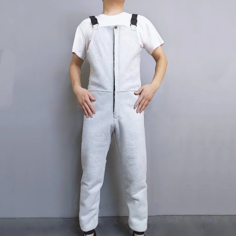 Men's One-piece Sheepskin Zipper Jumpsuit Wool Inner Lining Adult Snap Fit Thick High Waisted Cold Resistant Overalls Jumpsuit