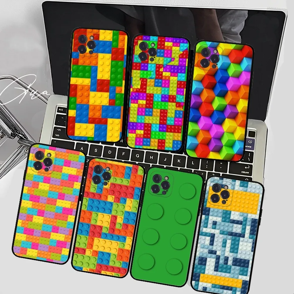 Toy Building Blocks Colorful Phone Case For iPhone 15 14 11 12 13 Mini Pro XS Max Cover 6 7 8 Plus X XR SE 2020 Funda Shell