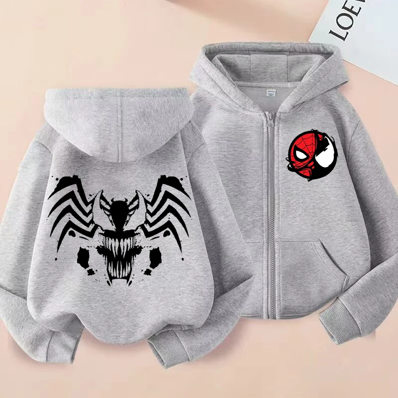 New Venom Child Zip-up Hoodie Cartoon Anime Hoodies Casual Warm Kids Boys Coat Jackets 2024 Winter Autumn Children\'s Clothing