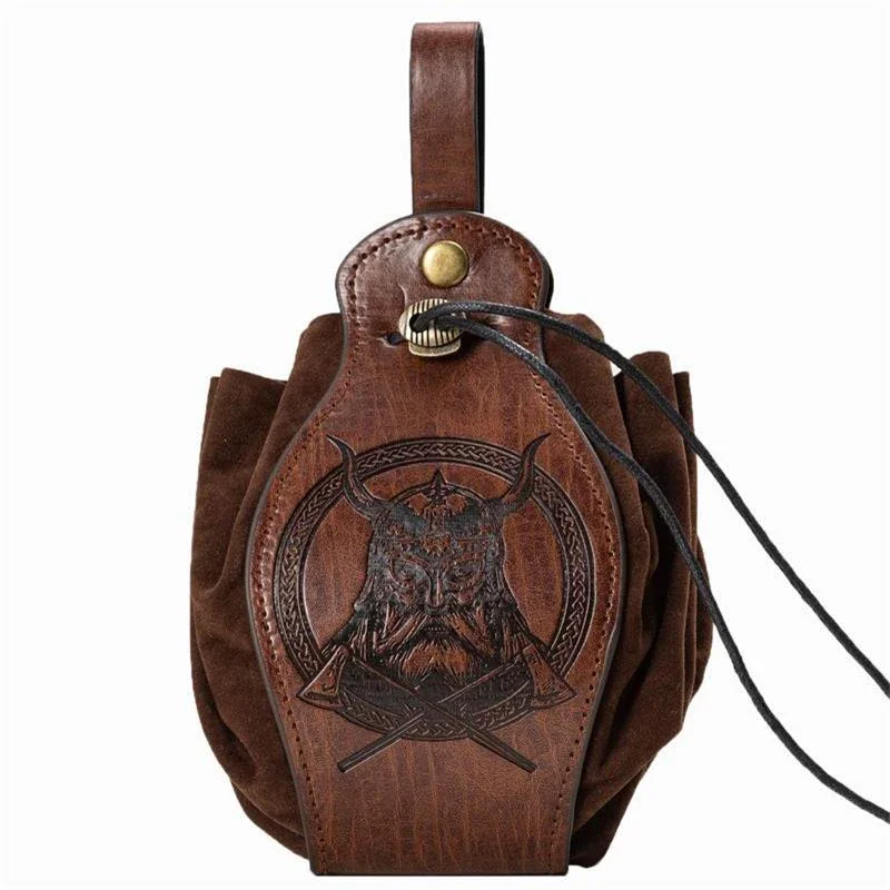 Artificial Leather Dice Bag Tray Design Viking Style Vintage Medieval Drawstring Pouch For D&D Role Playing RPG Game Coin Purse