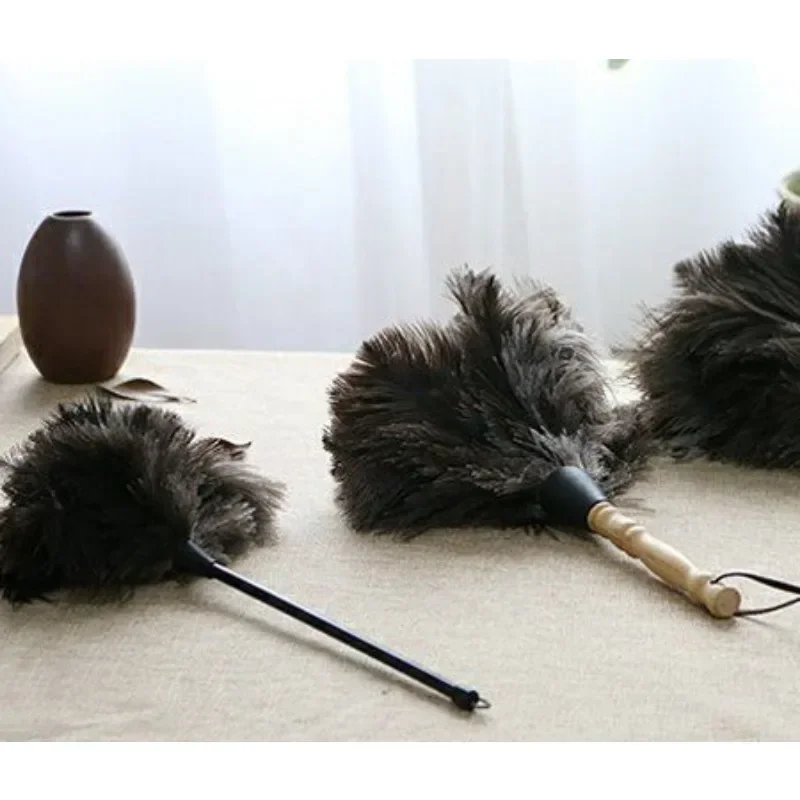 Ostrich Feather Duster Reusable Feathers Duster With Wood Handle Cleaning Tools Household Car Dust Brush Cleaner Dust Accessorie