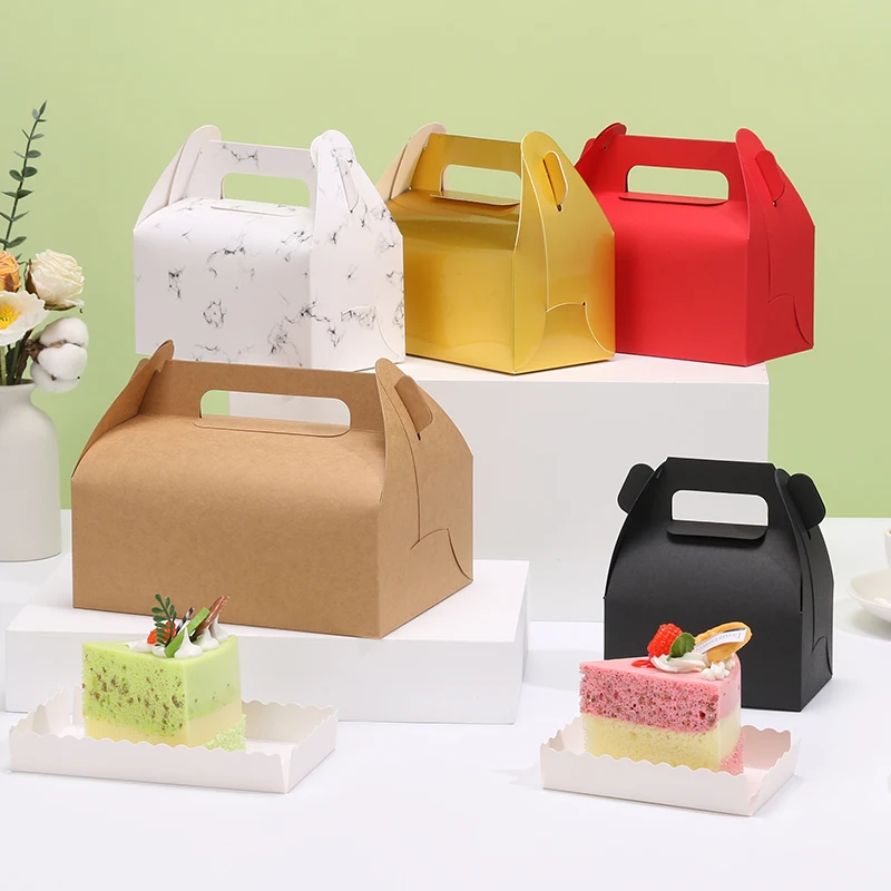 10pcs cardboard gift cake box dessert Gift Box Pink Green wedding day convenient carrying carton