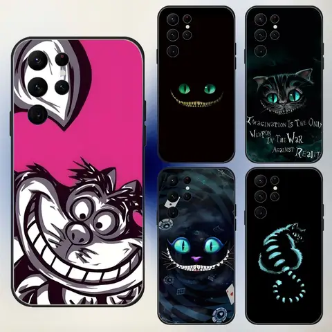 C-Cheshire Cat Cool Eyes A-Alice Phone Case For Samsung S25,24,23,30,21,10,9,Ultra,Plus,Lite,FE,5G Black Soft Case