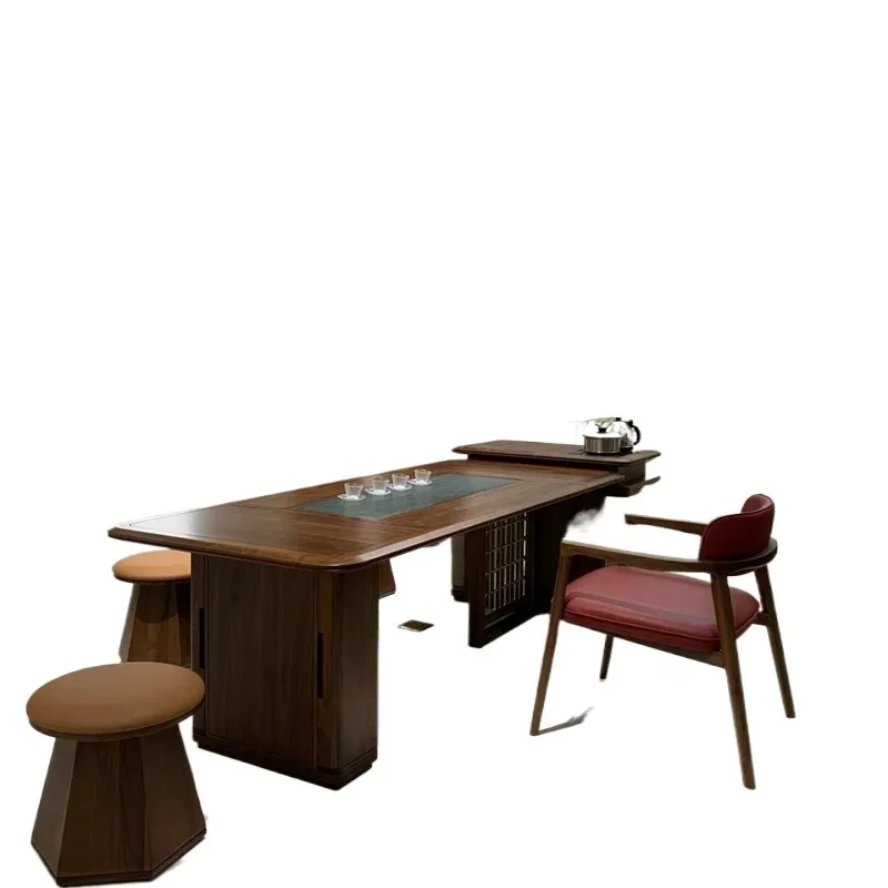 

New Chinese North American black walnut tea table Song style aesthetic solid wood tea table Office reception furniture