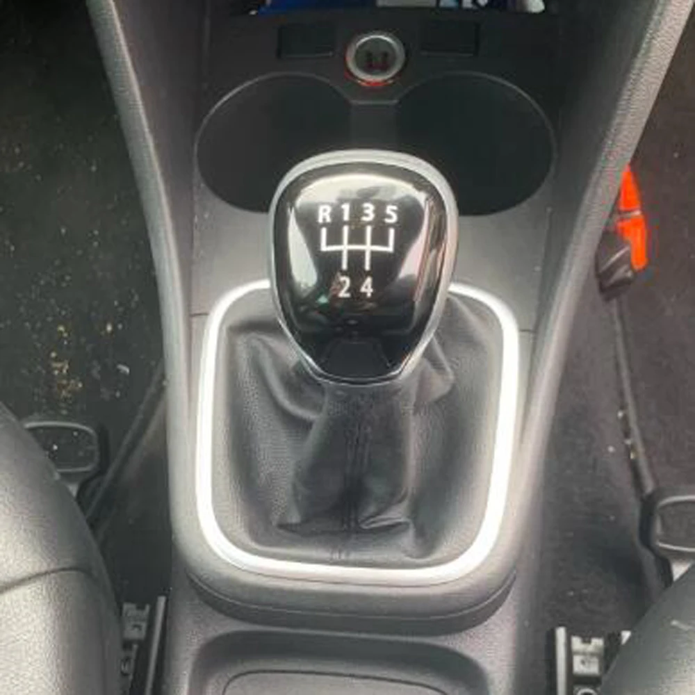 Manopla de Câmbio de 5 Velocidades em Couro PU com Coifa para VW Polo 6R Polo Sedan 2010-2017