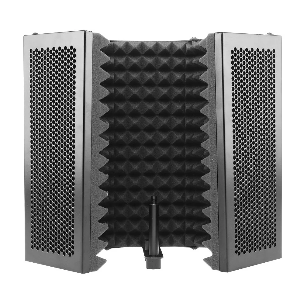 5 Panel Foldable Studio Microphone Isolation Shield Recording Sound Absorber Foam Panel